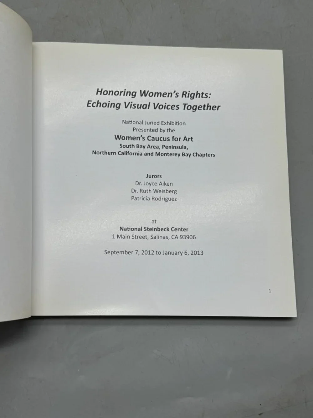 Honoring Women's Rights Exhibition Catalog National Steinbeck Center Art Book